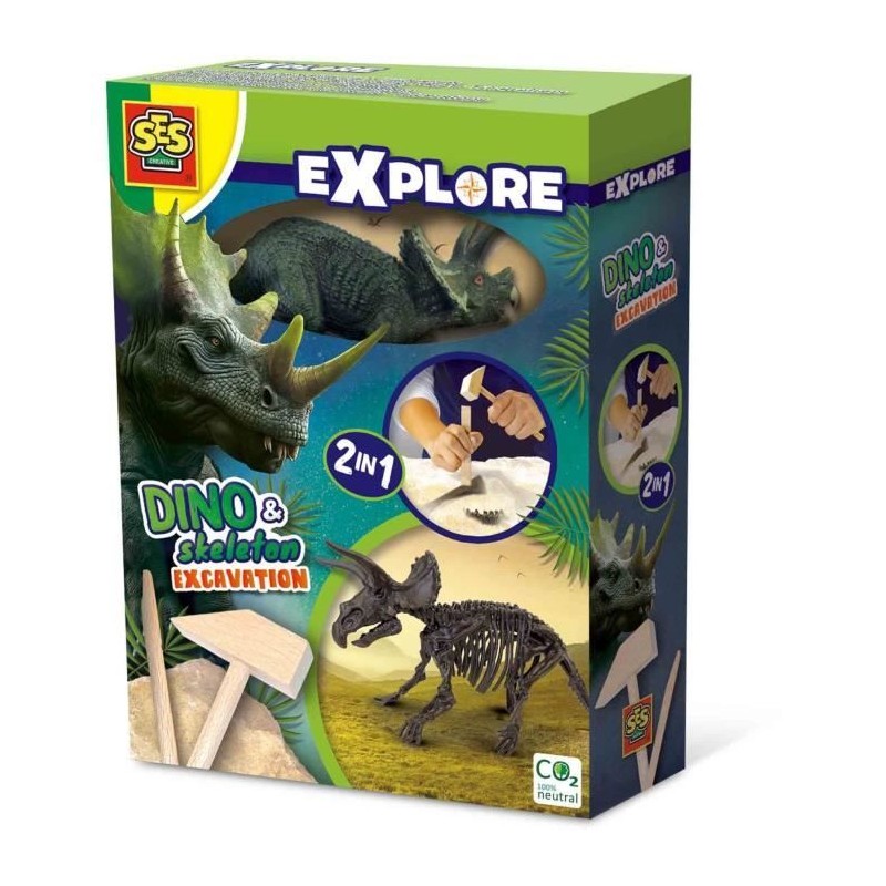 Fouille de dinosaures et de squelettes 2 en 1 - Tricératops - SES CREATIVE