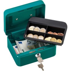 Caissette a monnaie - BURG WACHTER - Money 5015 Green - Ouverture a clé, acie...