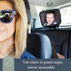 Grand miroir réglable - DREAMBABY - Pour siege arriere de bébé - Rectangulair...