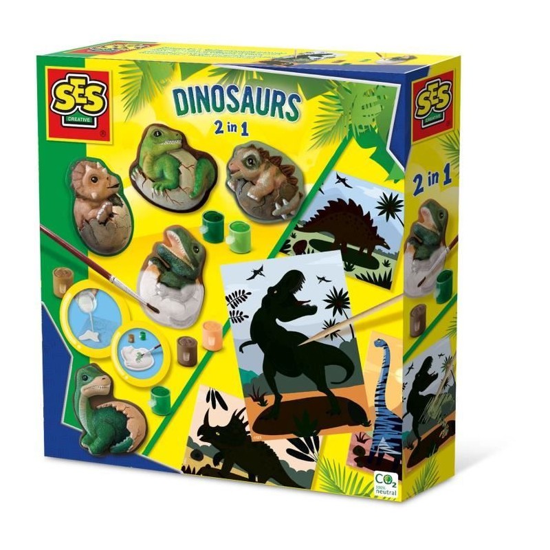 Dinosaures 2 en 1 - Moulage et peinture et scratch - Loisirs créatifs - SES C...