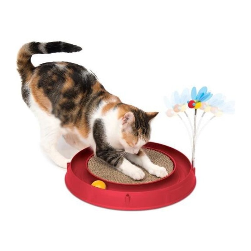 CAT IT Cuircuit 3 en 1 avec balle et planche a griffer - Ø 36 cm - Rouge - Po...