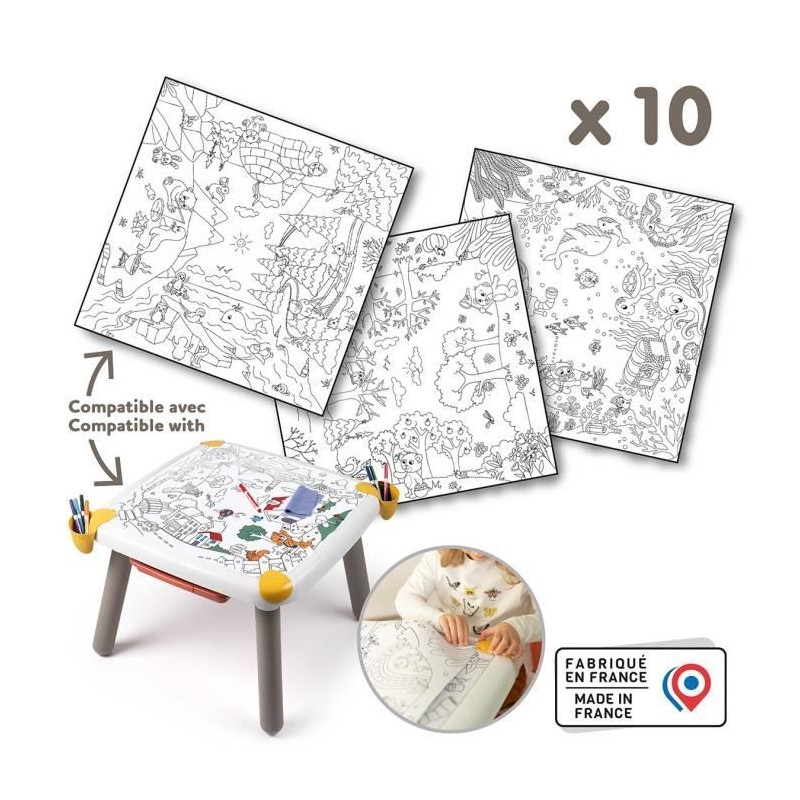 Smoby - Recharge Coloriages pour la Kid table créative - 10 feuilles de color...