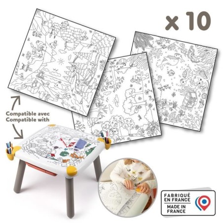 Smoby - Recharge Coloriages pour la Kid table créative - 10 feuilles de color...