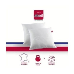 ABEIL Lot de 2 Oreillers DOUBLE CONFORT 100% Coton 60x60cm