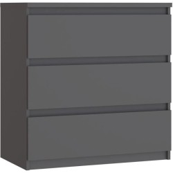 Commode - CHELSEA - 3 tiroirs - Gris Anthracite - 77,2 x 42,2 x 79,9 cm