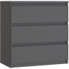 Commode - CHELSEA - 3 tiroirs - Gris Anthracite - 77,2 x 42,2 x 79,9 cm
