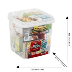 Grande boîte de rangement garnie de boîtes d'aliments factices avec des marqu...