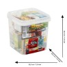 Grande boîte de rangement garnie de boîtes d'aliments factices avec des marqu...