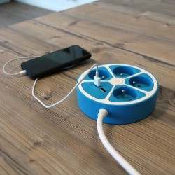 Multiprise design circulaire - CHACON -  4X16 A - Cordon 1,5 m - Avec 2 USB-A...