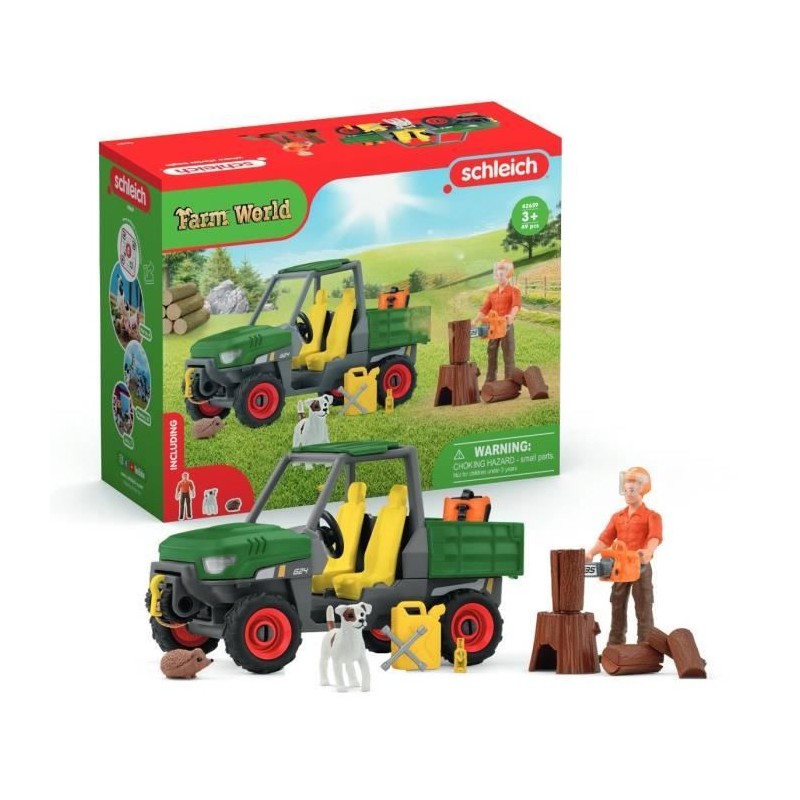 Garde forestier avec véhicule, Coffret Schleich 42659 Farm World pour enfant,...
