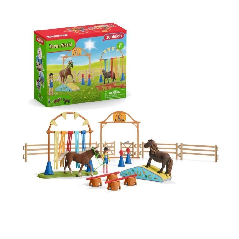Coffret d'Entraînement Agilité Équestre avec Cheval Schleich, Dresseur et Acc...