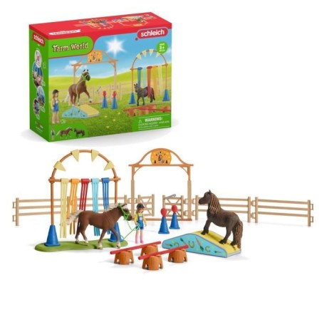 Coffret d'Entraînement Agilité Équestre avec Cheval Schleich, Dresseur et Acc...