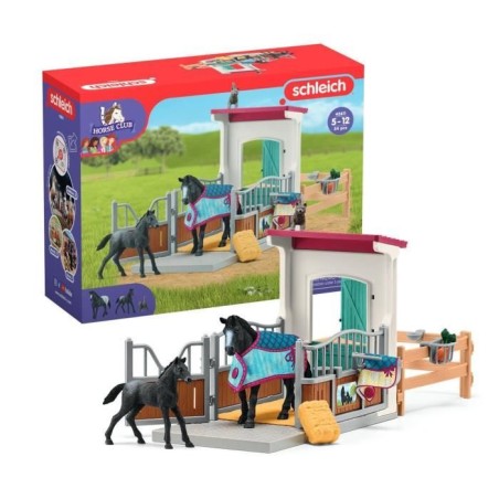 Box pour cheval avec jument et poulain, coffret schleich avec 34 éléments inc...