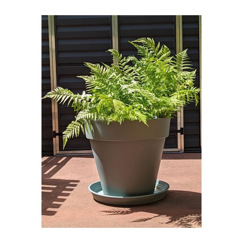 Bac a fleurs rond RIVIERA SOLEILLA - Plastique - Diametre 60 cm  Vert argile