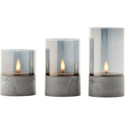 Lot 3 Lampes a poser LED BOUGIE BRILLIANT  - 2500K - Plastique et verre - Gri...