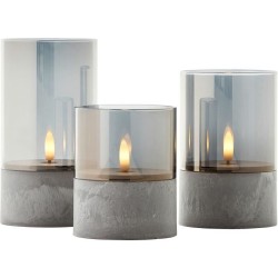 Lot 3 Lampes a poser LED BOUGIE BRILLIANT  - 2500K - Plastique et verre - Gri...