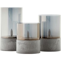 Lot 3 Lampes a poser LED BOUGIE BRILLIANT  - 2500K - Plastique et verre - Gri...