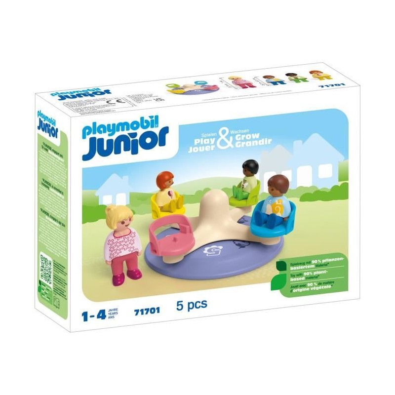 PLAYMOBIL Junior 71701 Enfants et tourniquet, Comprend quatre personnages et ...