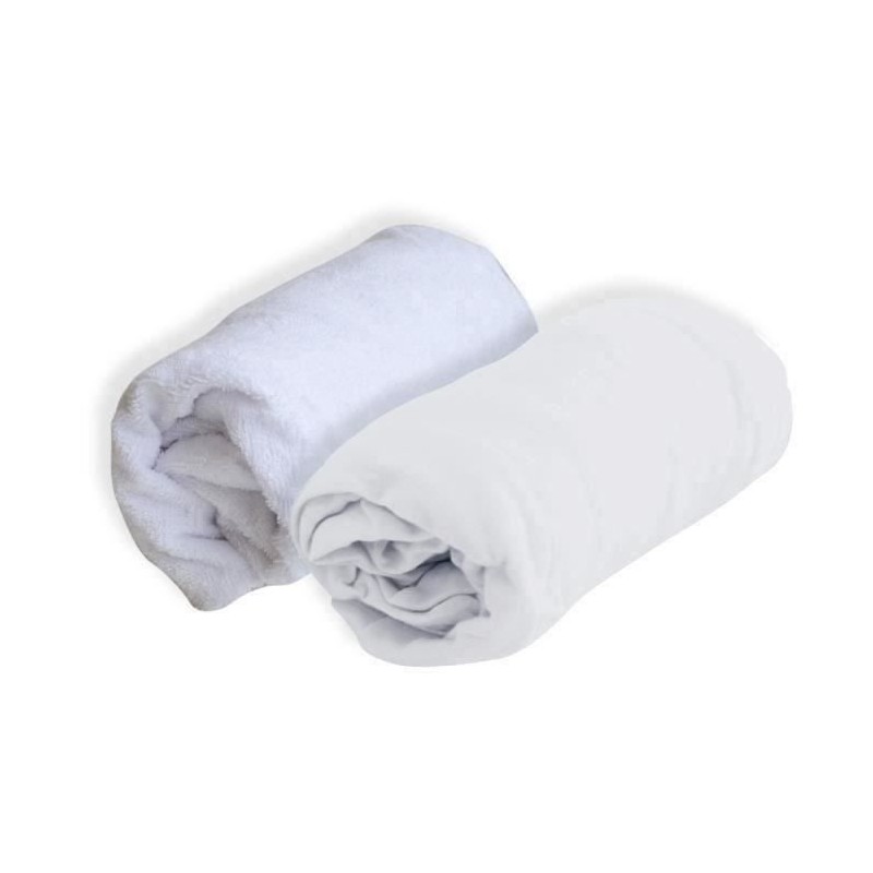 Set de Alese et Drap Housse Blanc 60x120 cm - Domiva - Polyuréthane - Impermé...