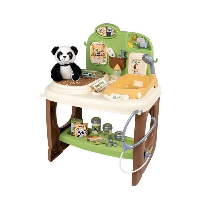 Smoby - Centre Vétérinaire Zoo - 1 peluche Panda - Nombreux accessoires et fo...