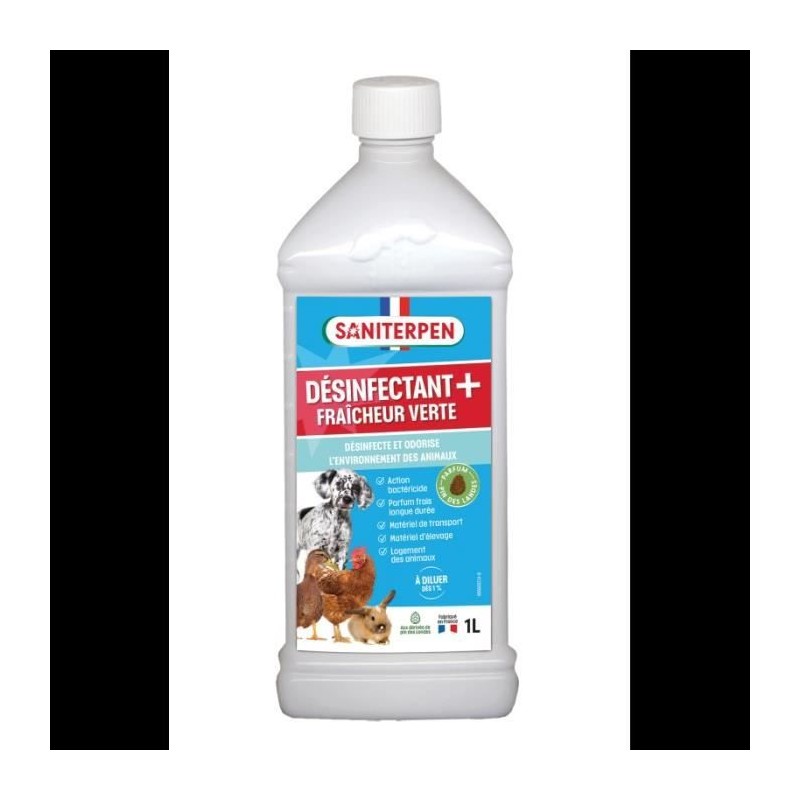 SANITERPEN Plus 1L - Désinfectant fraicheur Verte - Bactéricide, parfum Pin d...