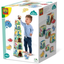 Tour de blocs a empiler avec figurines de dinosaures - Jeu d'adresse