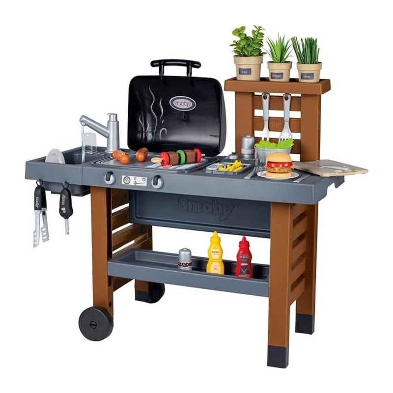 Cuisine d'Extérieur Évolutive Smoby - Grill et Plancha - 40 Accessoires