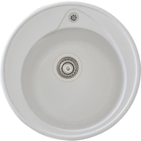 STRADOUR Evier a encastrer RONDA, en SMC BLANC UNI - 17,  1 bac, dim. Ø 49 cm...