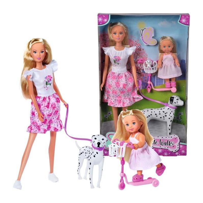 Steffi Love poupée dalmatien + Evi Love - 2 poupées 29 et 12 cm - 2 Figurines...