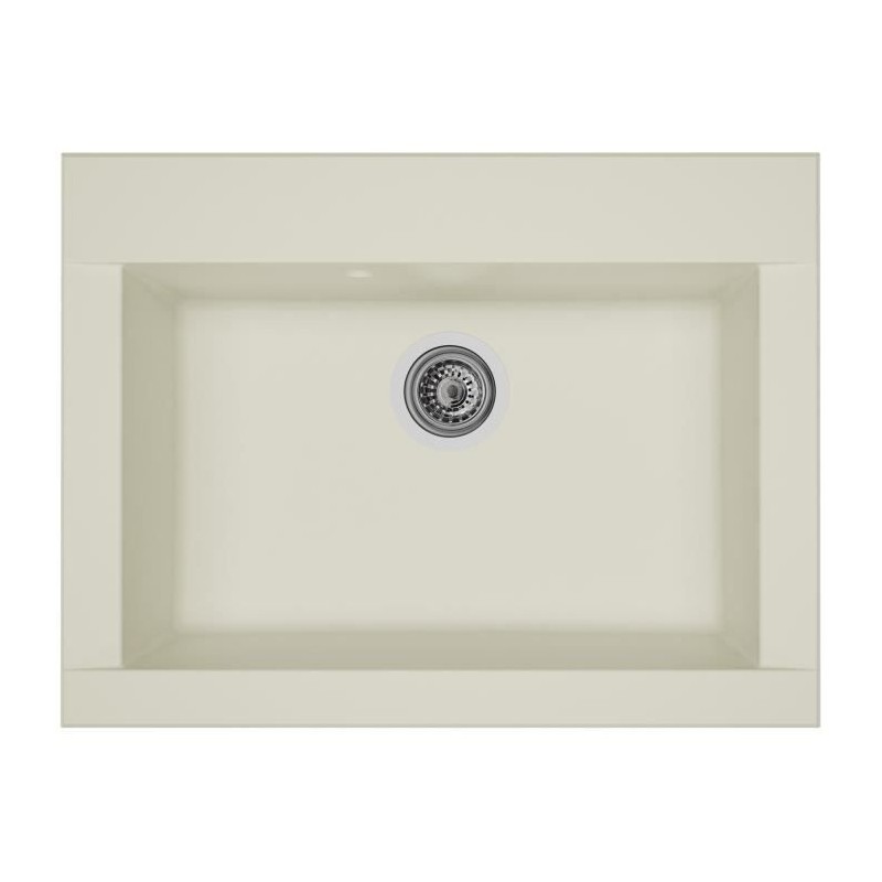 STRADOUR Evier cuisine a encastrer 1 bac sans égouttoir Hexo - Résine - 66 x ...