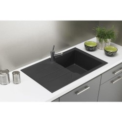 STRADOUR Evier cuisine a encastrer 1 bac + 1 égouttoir Aloa - Résine - 81 x 5...
