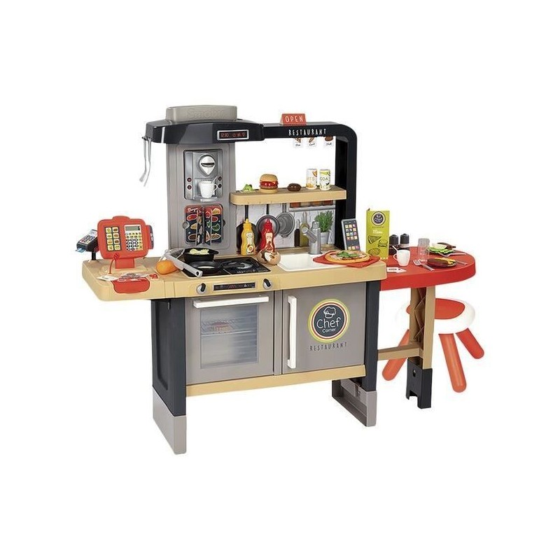 Dînette - SMOBY - Cuisine Restaurant Chef - 70 accessoires inclus - 2 espaces...