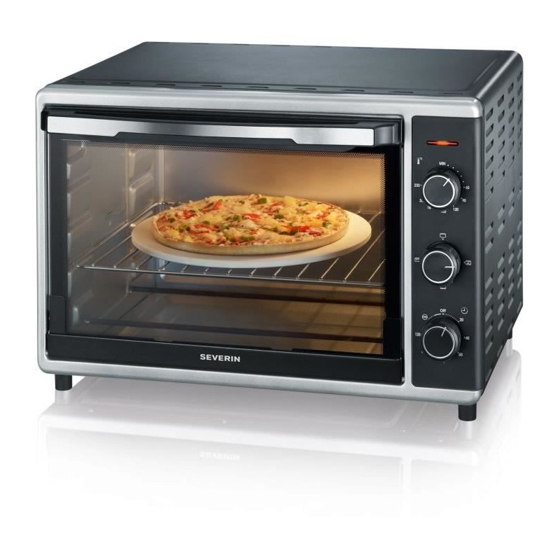 Mini Four chaleur SEVERIN TO2058 tournante 42 L, pierre a pizza et tournebroc...