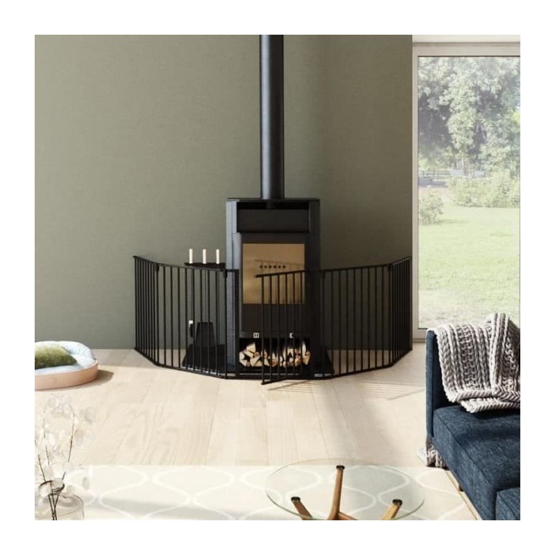 Barriere pare-feu de cheminée ou poele a bois 6 pans - 360 cm - Noir - NORDLI...