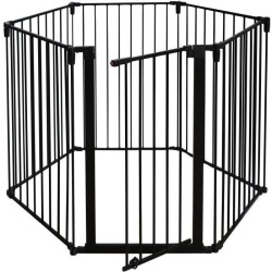 Barriere pare-feu de cheminée ou poele a bois 6 pans - 360 cm - Noir - NORDLI...