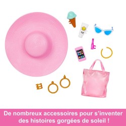 Barbie-Barbie Plage-Poupée blonde en maillot de bain et accessoires