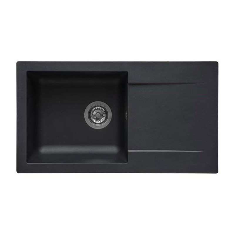 STRADOUR Evier a encastrer EINNA, en SMC NOIR PAILLETE - 06,  1 bac, dim. 78 ...