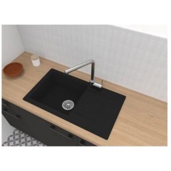 STRADOUR Evier a encastrer EINNA, en SMC NOIR PAILLETE - 06,  1 bac, dim. 78 ...