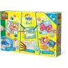 Kit 3 en 1 Peinture au doigt, coloriage et formes autocollantes SES