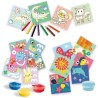 Kit 3 en 1 Peinture au doigt, coloriage et formes autocollantes SES