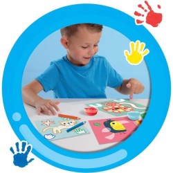 Kit 3 en 1 Peinture au doigt, coloriage et formes autocollantes SES