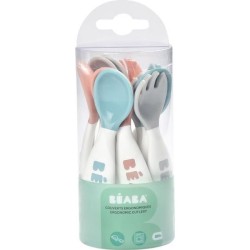 BÉABA, Set Premiers Couverts ergonomiques, 6 Cuilleres et 4 Fourchettes, Manc...