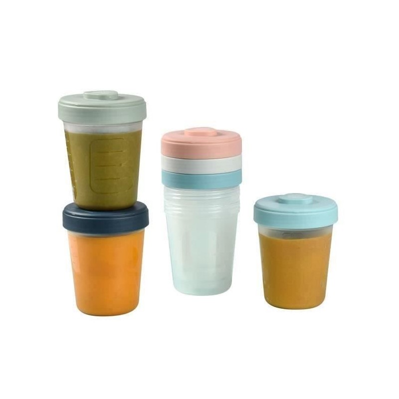 BÉABA - Lot 6 Portions Clip - 2eme Age - 250ml - 100% Hermetique - Empilables