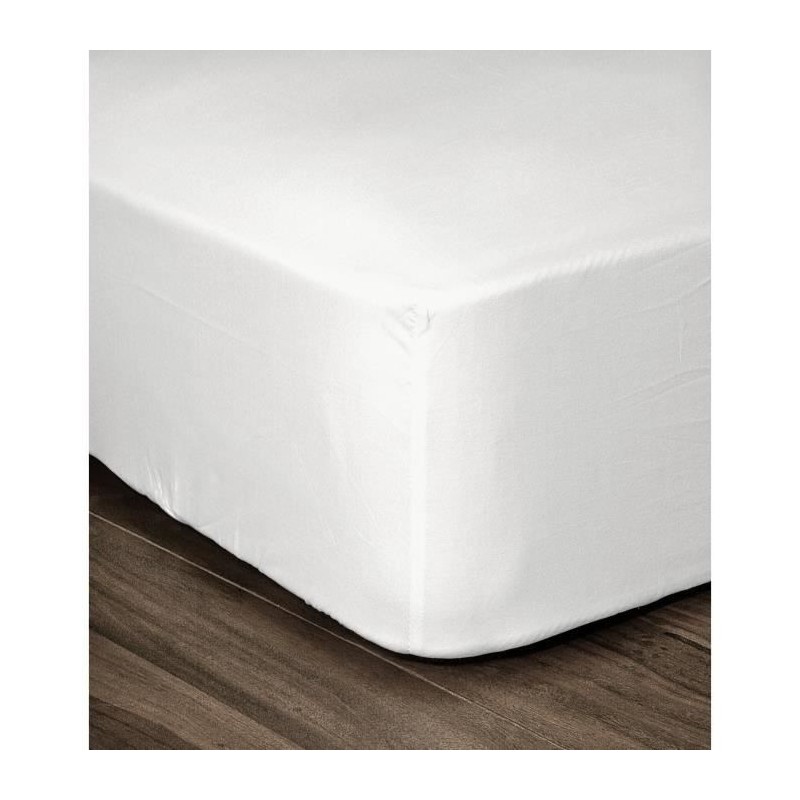LOVELY HOME Drap Housse 100% coton 160x200x30 cm blanc