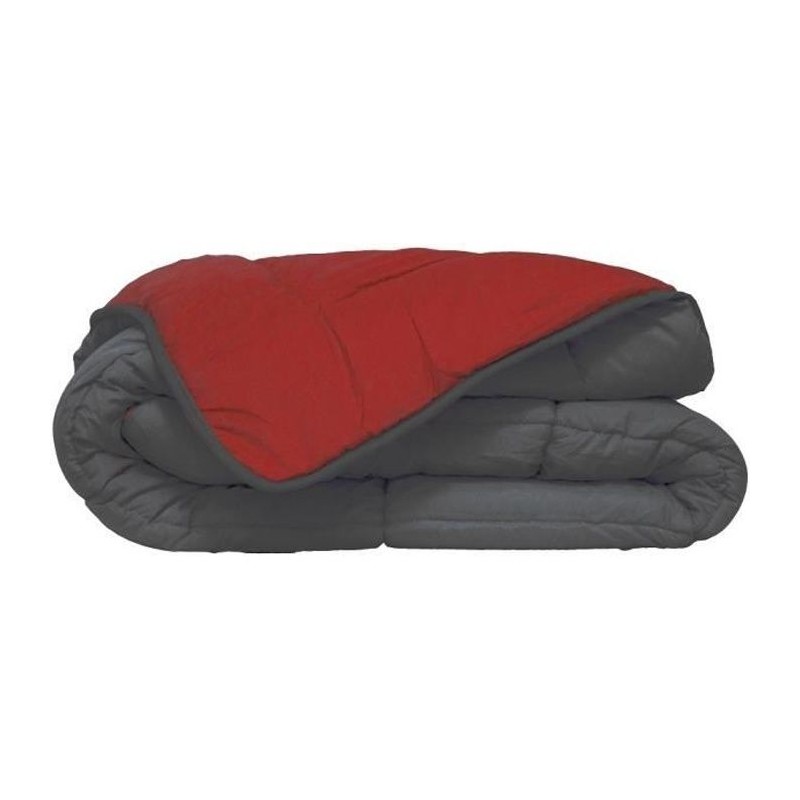 HUDSON - Couette Légere Microfibre - 200gr/m2 - Gris & Rouge - 140 x 200 cm