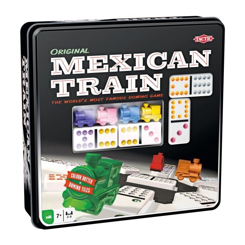 Jeu de dominos Mexican Train TACTIC - Boîte métal - Multicolore - 30 min - Ad...