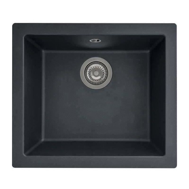 Evier en résine 1 cuve - Noir pailleté - A encastrer ou sous plan - STRADOUR