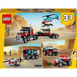 LEGO 31146 Creator 3en1 Le Camion Remorque avec Hélicoptere, Jouet d'Hélicopt...