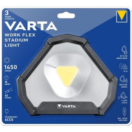Projecteur de travail VARTA Work Flex Stadium Light - 1450lm - Rechargeable -...