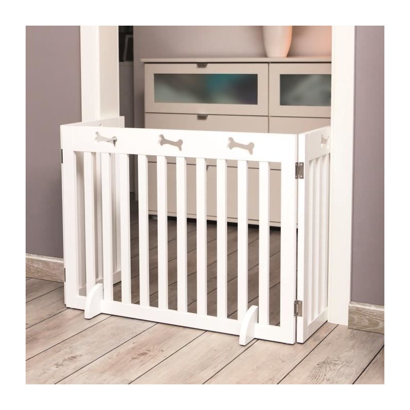 TRIXIE Barriere de sécurité ajustable - 3 pieces - 60/160 x61 cm - Blanc - Po...